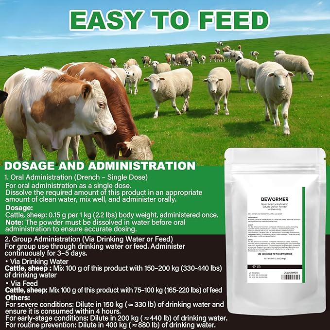 Soluble Drench Powder, Dewormer for Cattle and Sheep, 3.5 oz (100 g)