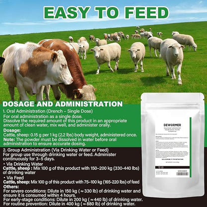 Soluble Drench Powder, Dewormer for Cattle and Sheep, 3.5 oz (100 g)