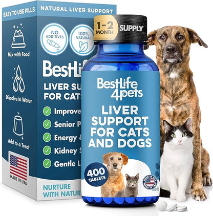 Dog Liver Supplement Detox Formula – Gentle Hepatic Liver Support for Dogs with Vomiting Or Stomach Upset – with Natural Milk Thistle for Dogs – Tiny Odorless Pills for Stress-Free Dosing – 400 Count