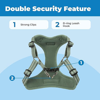 Best Pet Supplies Voyager Adjustable Step-in Flex Breathable Mesh Dog Harness for Small Medium Large Dogs Moss Green, S