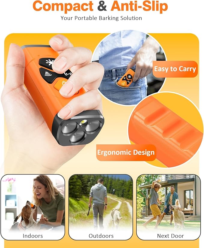 Dog Bark Deterrent Devices | Stop Your & Neighbor’s Dog Barking | 3X Ultrasonic & 23ft Range Anti Barking Device | Dog Behavior Correction Training Indoor Outdoor