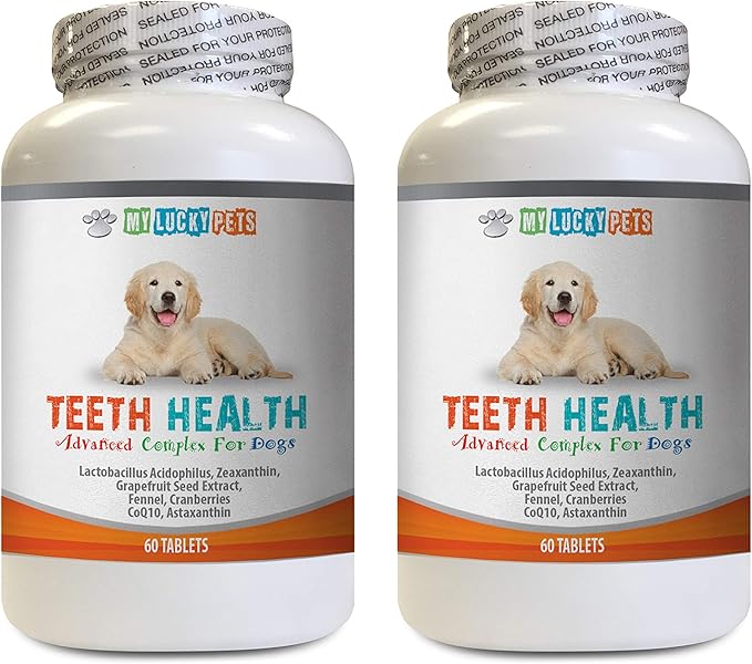 Dog Breath Tablets - Advanced Teeth Health for Dogs - Fights Bad Breath - Best Looking Gums and Teeth - Grapefruit Seed Extract for Dogs - 120 Tablets (2 Bottles)