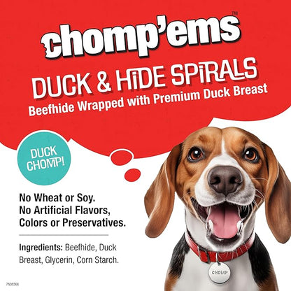 Chomp’ems Premium Beefhide Chews for Dogs, 2 Chews, (Pack of 4)