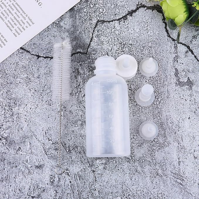 FAVOMOTO 6pcs Pet Nursing Bottles Silicone Milk Feeders with Cleaning Brush for Small Dogs Cats Puppies Kitten Newborns Portable Pet Feeding Supplies