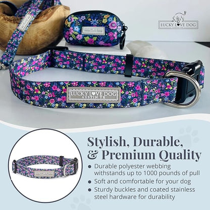 Lucky Love Dog - Adjustable Dog Collar with Easy Click Buckle for Large Ones, Durable, & Comfortable for Male & Female Dogs, Pet Collar for Puppies & Adult Dogs - Primrose, Large