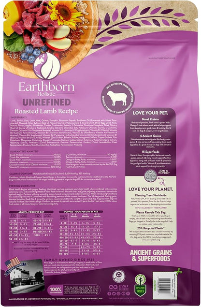 Earthborn Holistic Unrefined Roasted Lamb 25 lb. Ancient Grains & Superfoods Dry Dog Food