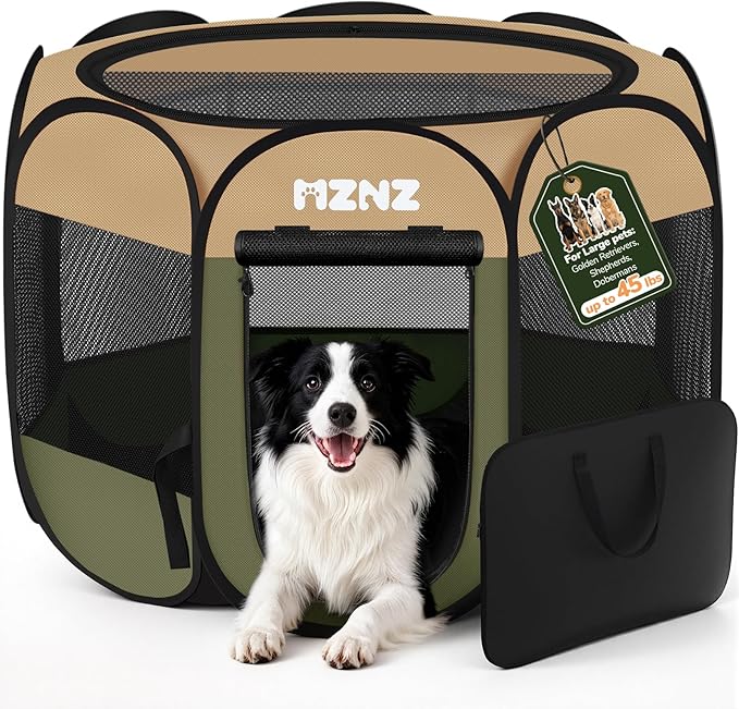Dog Playpen, Portable Puppy Pet Crate Indoors for Small/Medium/Large Dogs Cats Rabbits, Foldable Dog Cage Enclosure for Outdoor, Pop Up Dogs Tent Kennel with Carrying Case, Olive Green