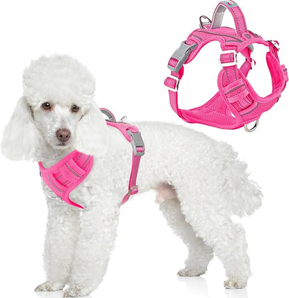 BARKBAY Dog Harness No Pull with ID Tag Pocket - Heavy Duty, Reflective, Easy Control for Large Dogs(Pink,S)