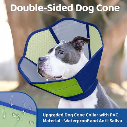 Dog Cones for Large Dogs, Soft Cone for Dogs to Stop Licking, Adjustable Dog Cone Collar Alternative After Surgery for Wound Care, Spay, Neuter, Blue XL
