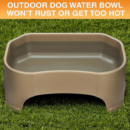 Neater Pet Brands Extra Large Water Bowl for Dogs, Outdoor Dog Water Bowl (2.25 Gallon XL Capacity), Big Trough Style Food Dish for Indoors or Outside, No Spill Large Dog Bowls, Champagne
