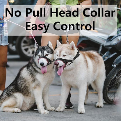 Dog Head Collar with Soft Fabric, Head Harness Stops Dog Pulling, Head Leash for Small Medium Large Dogs Walking (S,Apple Green)