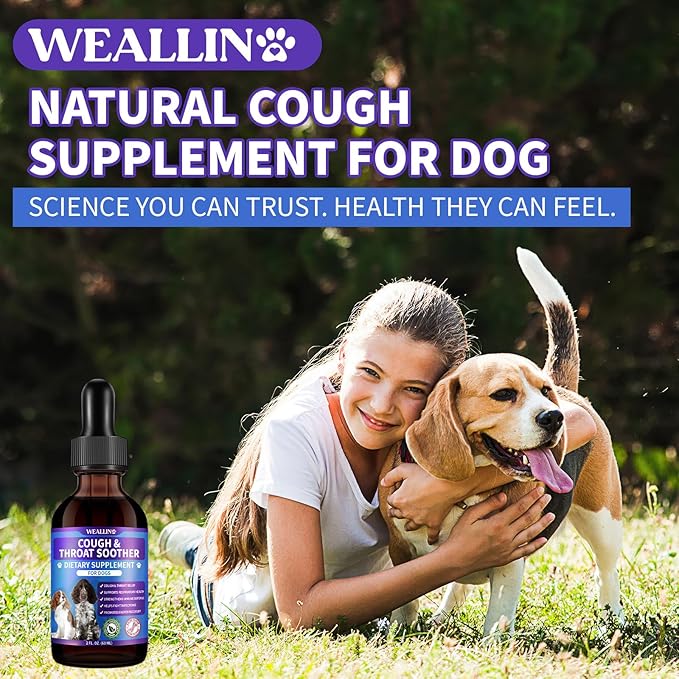 WEALLIN Dog Cough Treatment Support for Dogs - Dog Cough Care Natural Solution for Cough Natural Dog Cough Supplement Herbal Drops Support for All Breeds - 60 ml/2 Fl Oz