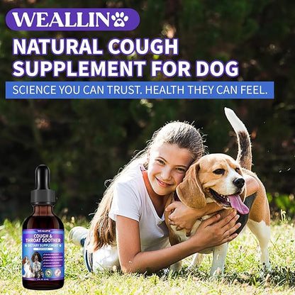 WEALLIN Dog Cough Treatment Support for Dogs - Dog Cough Care Natural Solution for Cough Natural Dog Cough Supplement Herbal Drops Support for All Breeds - 60 ml/2 Fl Oz