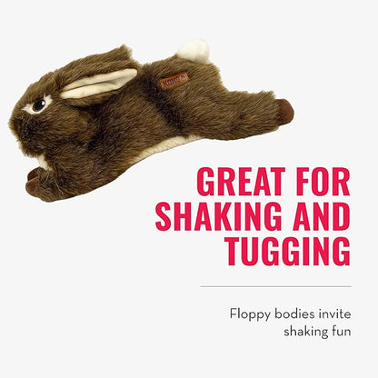 KONG Wild Low Stuffing Dog Toy – Rabbit – Durable Plush Toy with Squeaker – Minimal Stuffing for Less Mess – Soft Chew Toy for Small, Medium, and Large Dogs