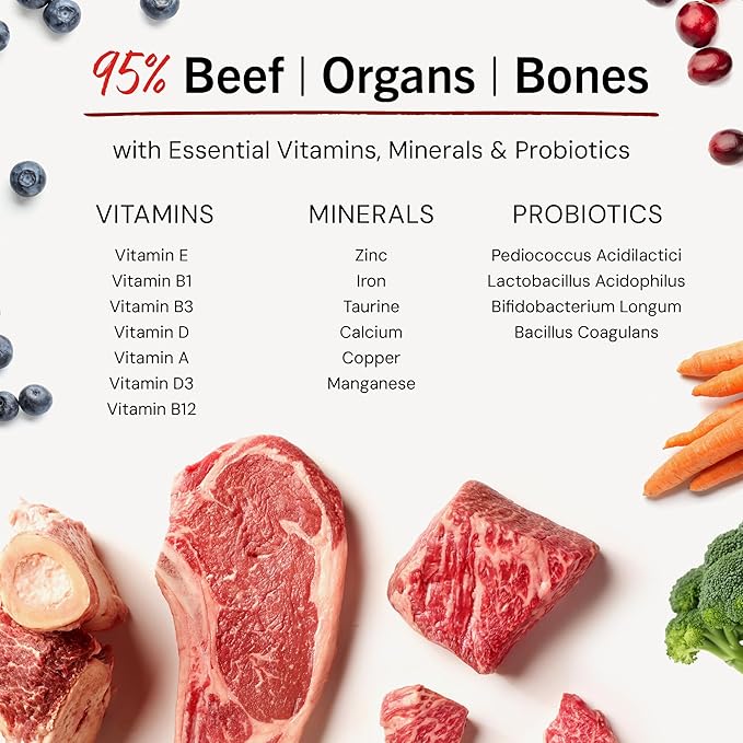 Stella & Chewy's Freeze-Dried Raw Beef Meal Mixers- Dog Food Topper and Mixer - Made with 95% Grass-Fed Beef, Organs & Bone - Perfect for Picky Eaters - Grain-Free - 3.5 oz