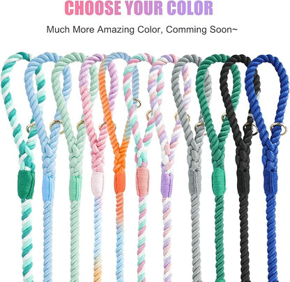 Dog Leash 5 FT Handmade Braided Cotton Rope Leashes for Small Medium and Large Dogs, New Golden Heavy Duty Metal Clasp, Unicorn Purple