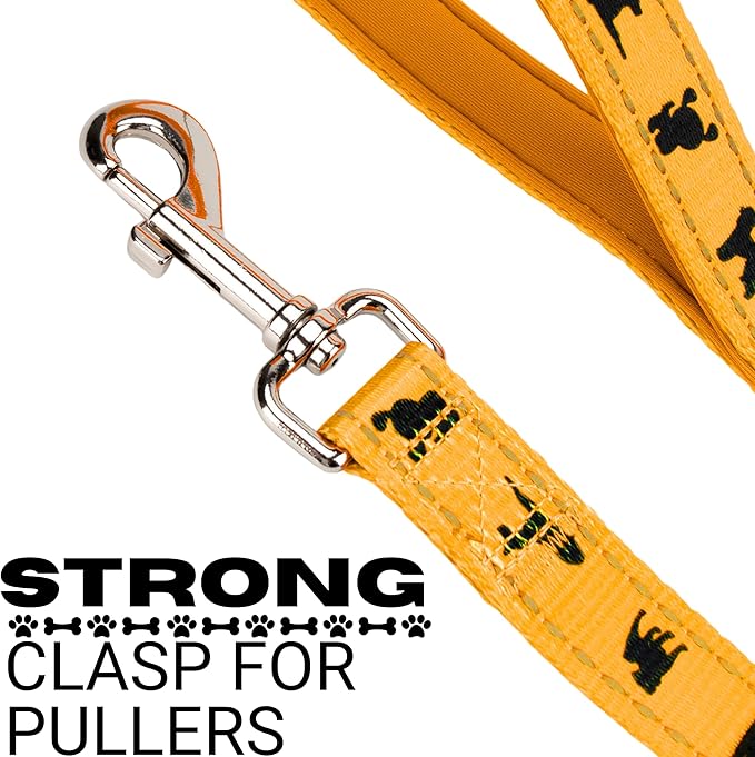 EcoBark Dog Leash - Soft & Reflective Comfort Training Leashes with Padded Handle - Safe, Strong, & Durable for Small, Medium or Large Dogs (Yellow)