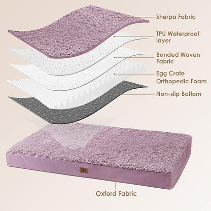 EHEYCIGA Orthopedic Medium Dog Beds for Small Dogs with Removable Washable Cover for Crate, Fog Purple, 30x20