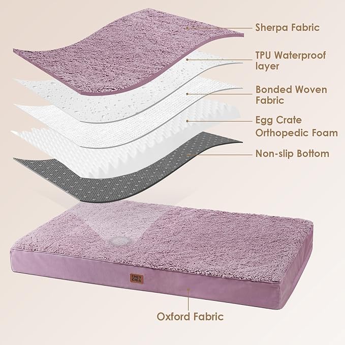 EHEYCIGA Orthopedic XL Dog Beds for Extra Large Dogs with Removable Washable Cover for Crate, Fog Purple, 41x27