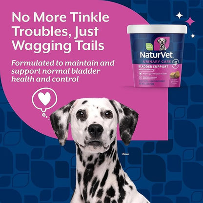 NaturVet Bladder Support Plus Cranberry for Dogs, 60 ct Soft Chews, Made in The USA with Globally Source Ingredients