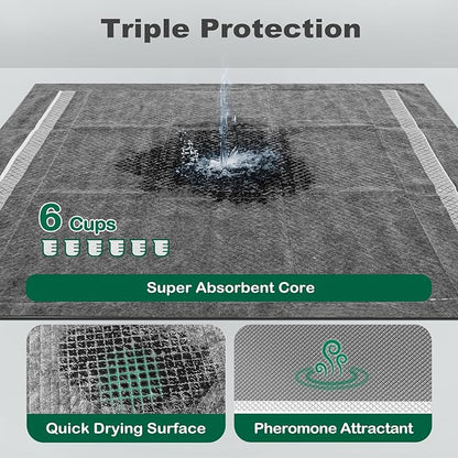 MIZOK Pee Pads for Dogs Charcoal, 28"x30" Large Wee Wee Pads for Dogs, Superior Odor Protection, Super Absorbent & Leak-Proof, Puppy Pads with Adhesive Tabs, Thick & Heavy (40 Counts)