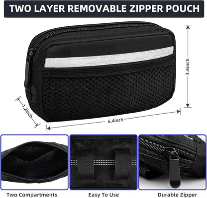 Uppetly Hands Free Double Dog Leash with Pouch, Dual Leash for 2 Dogs with Reflective Padded Handles, Durable Bungee and Lumbar Waist Belt for Walking, Jogging and Running (Medium/Large, 25-120 lbs)
