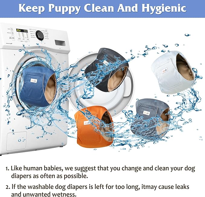 5 Pack Dog Diapers Male Reusable, Premium Belly Bands for Dogs, High Absorbing Male Dog Pee Wraps for Doggie in Incontinence or Excitable Urination and Training Gray S