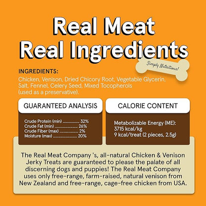 Real Meat Dog Treats - Two 12oz Bag of Bite-Sized Air-Dried Venison & Chicken Jerky for Dogs - Grain-Free Jerky Treats with 95% Free-Range Venison & Chicken - All-Natural Treats