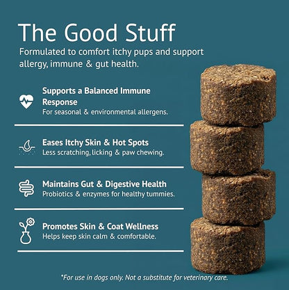 Allergy Relief Dog Chews – Quercetin, Turmeric, Ashwagandha, Probiotics & Colostrum – Seasonal Allergy, Immune & Digestive Support – for Itchy Skin & Hot Spots – All Breeds & Sizes