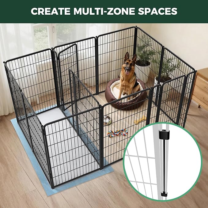 FXW Homeplus Unleashed Indoor Dog Playpen - Stress-Free and Safe Play, Heavy Duty 45 Inch 12 Panels with Connectors (Pack of 2) for Puppy and Small Dogs, Black│Patented