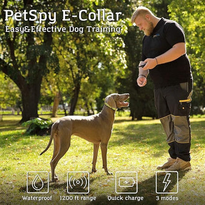 PetSpy P320N Dog Training Shock Collar, 400 Yards, Medium to Large Dogs, with Vibration, Electric Shock and Beep, Waterproof, Remote Trainer