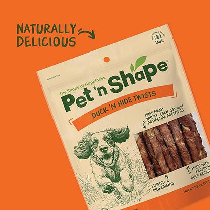 Pet 'n Shape Duck 'n Hide Twists - Duck Wrapped Rawhide Natural Dog Treats, Small, 1 Pound (Pack of 1)