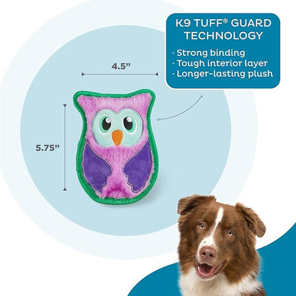 Outward Hound Durablez Minis – Squeaky Plush Dog Toy, No Stuffing for Less Mess, Interactive & Tough, Jumbo Squeaker, Puppies & Small Dogs, Owl, 5.8"