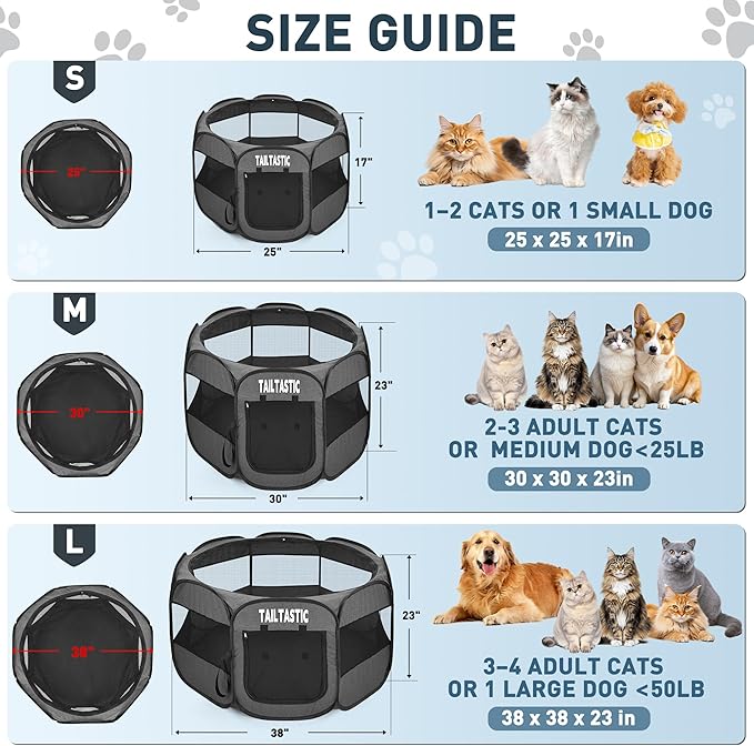 Portable Pet Playpen for Small Dogs & Cats, Foldable Puppy Safety Pen with Removable Zipper Top, Breathable Mesh Dog Delivery Room, Indoor Isolation Cage for Kittens/Rabbits (Dark Grey, Small)