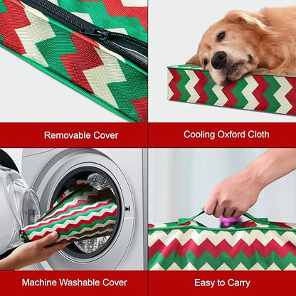 Orthopedic Dog Bed for Large Dogs, Big Waterproof Dog Bed Washable Pet Bed for Large Sized Dogs with Egg Crate Foam Pet Bed Mat, Removable Oxford Cooling Cover, Stripe