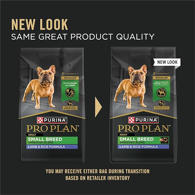 Purina Pro Plan Small Breed Dry Dog Food Shredded Blend Lamb and Rice Formula with Guaranteed Live Probiotics - 18 lb. Bag