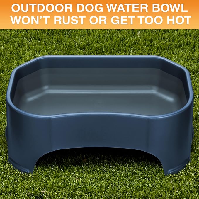Neater Pet Brands Extra Large Water Bowl for Dogs, Outdoor Dog Water Bowl (2.25 Gallon XL Capacity), Big Trough Style Food Dish for Indoors or Outside, No Spill Large Dog Bowls, Dark Blue
