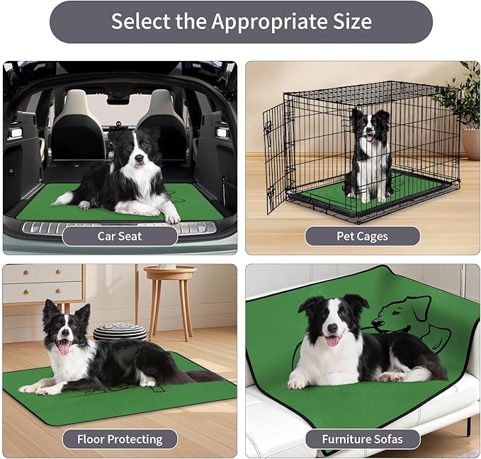 Washable Pee Pads for Dogs Reusable, 2 Pack 36"x36" Training Puppypads Absorbency Non-Slip & Leak-Proof for Pet Whelping Box Playpen Crate Sofa Bed Floors (Green)