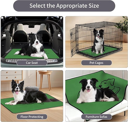 Washable Pee Pads for Dogs Reusable, 2 Pack 24"x36" Training Puppypads Absorbency Non-Slip & Leak-Proof for Pet Whelping Box Playpen Crate Sofa Bed Floors (Green)