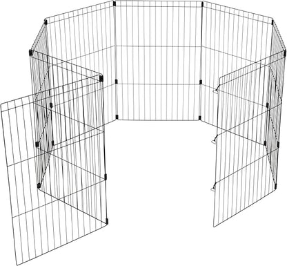 IRIS USA 36" 8-Panel Metal Pet Dog Puppy Playpen, Indoor/Outdoor Dog Fence, 58 x 58 x 36, Foldable, Customizable, Black