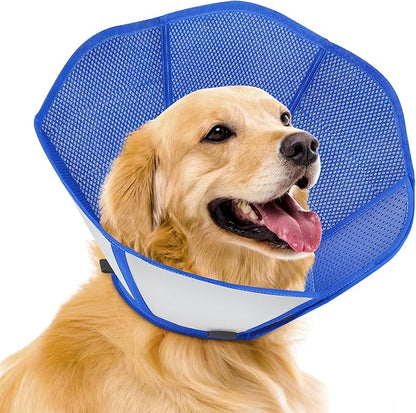 Foldable Dog Cone Collar After Surgery, Adjustable Soft Dog Cone, Soft Inner & Sturdy Protective Recovery Collar to Prevent Dogs from Licking Wounds (M)