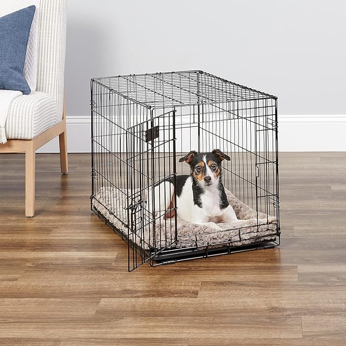 MidWest Homes for Pets 30-Inch iCrate for Medium Breeds, 21-40 lbs, Single Door Folding Dog Crate with Divider Panel, Leak-Proof Tray & Secure Latch, Portable, Durable & Easy to Assemble