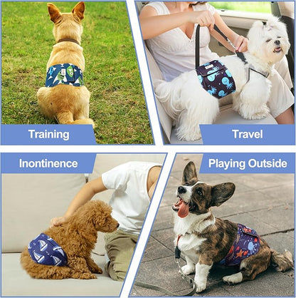 5 Pack Dog Diapers Male Reusable, Premium Belly Bands for Dogs, High Absorbing Male Dog Pee Wraps for Doggie in Incontinence or Excitable Urination and Training XL