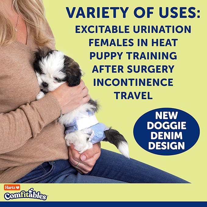 Hartz Comfitables Disposable Dog Diapers, Size Large 26 Count, Comfortable & Secure Fit, Easy to Put On, Super Absorbent Male and Female Diaper