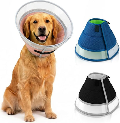 Soft Dog Cone Collar to Stop Licking Small,Medium.Large Dog Cone,Adjustable and Reversible Design,Non-Woven Breathable Fabric, Elizabethan Recovery Collar After Surgery for Cat or Dogs (Pink, Small)