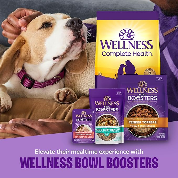 Wellness Bowl Boosters Hearty Topper Wet Dog Food for Small, Medium, and Large Breeds, Grain Free, Natural, Turkey and Sweet Potatoes Recipe, 5.5 oz, Pack of 12