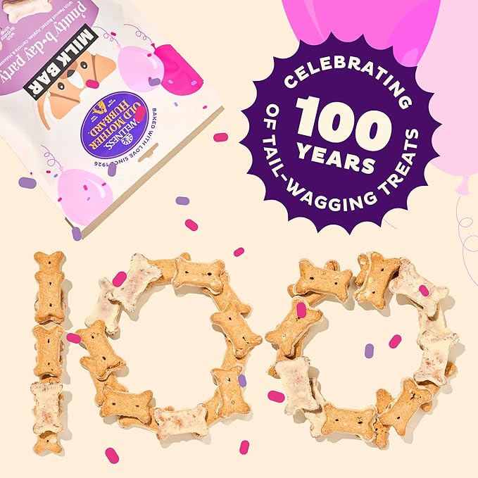 Wellness Old Mother Hubbard Milk Bar P'Nutty B-Day Party Dog Biscuits, Natural Treats, Peanut Butter Flavor with Birthday Icing, 10 oz Bag