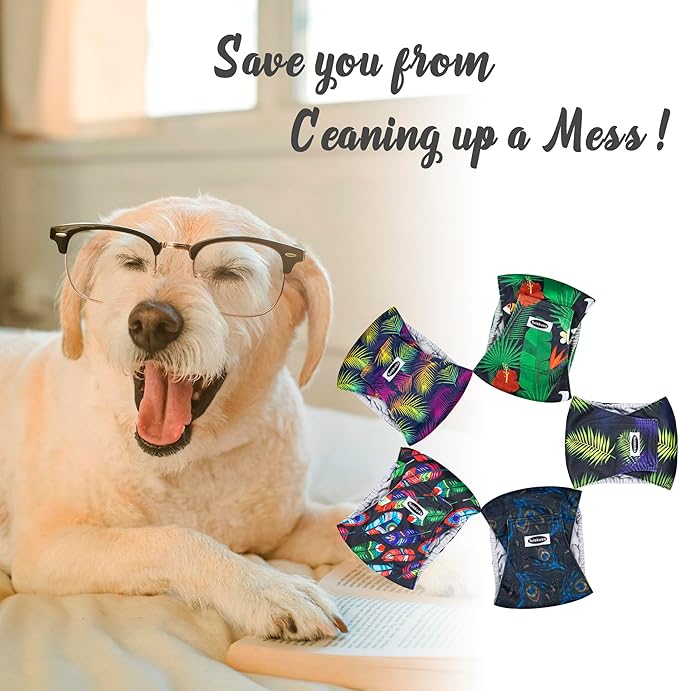 Tuiskusa Male Dog Diapers, High Absorbing Dog Belly Bands for Male Dogs, Washable Reusable Dog Male Wraps(5 Pack)