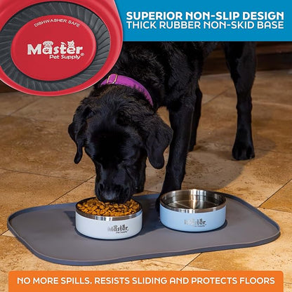 Master Pet Supply Stainless Steel Dog Bowls - 25 oz, Heavy Duty - Crimson Flame, Double Wall Extra-Thick Insulated, Non-Slip Pet Water Bowl for Dogs, Cats & Pets, Anti Rust Metal, Dish Washer Safe