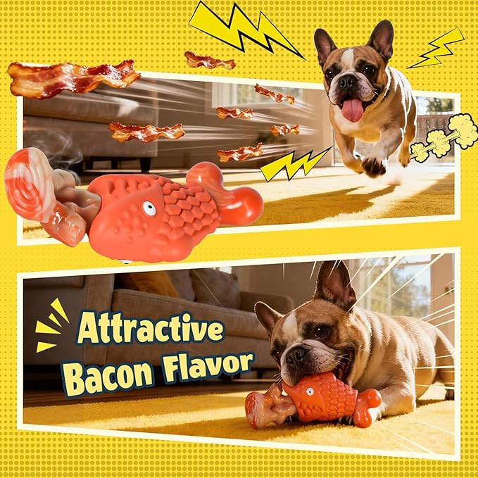 Kseroo Tough Dog Toys for Aggressive Chewers: 2 Pack Indestructible Dog Toys to Keep Them Busy, Tough Chew Toys for Large Dogs, Nylon & Rubber Dog Chew Bones, Squeaky Dog Toy for Large Breed